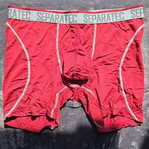 Vibrant Red Boxer Briefs with Elastic Waistband and Contrast Seams
